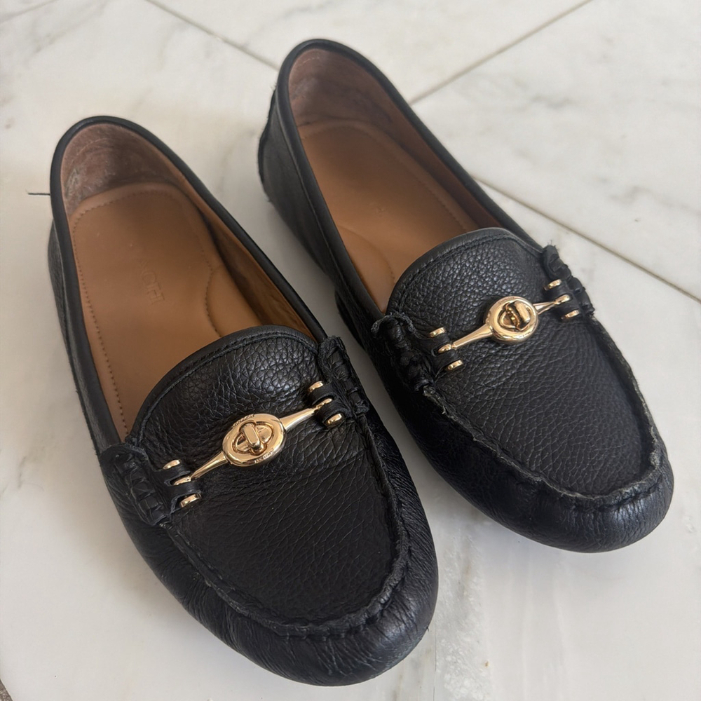 Coach Loafers Black Pebbled Leather Arlene Flat Driving Designer Shoes Women’s 8 - Picture 14 of 14